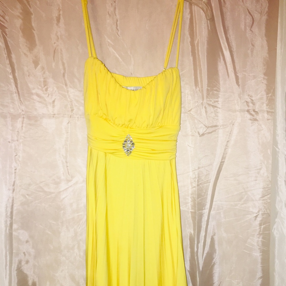 Yellow with silver jewel casual dress